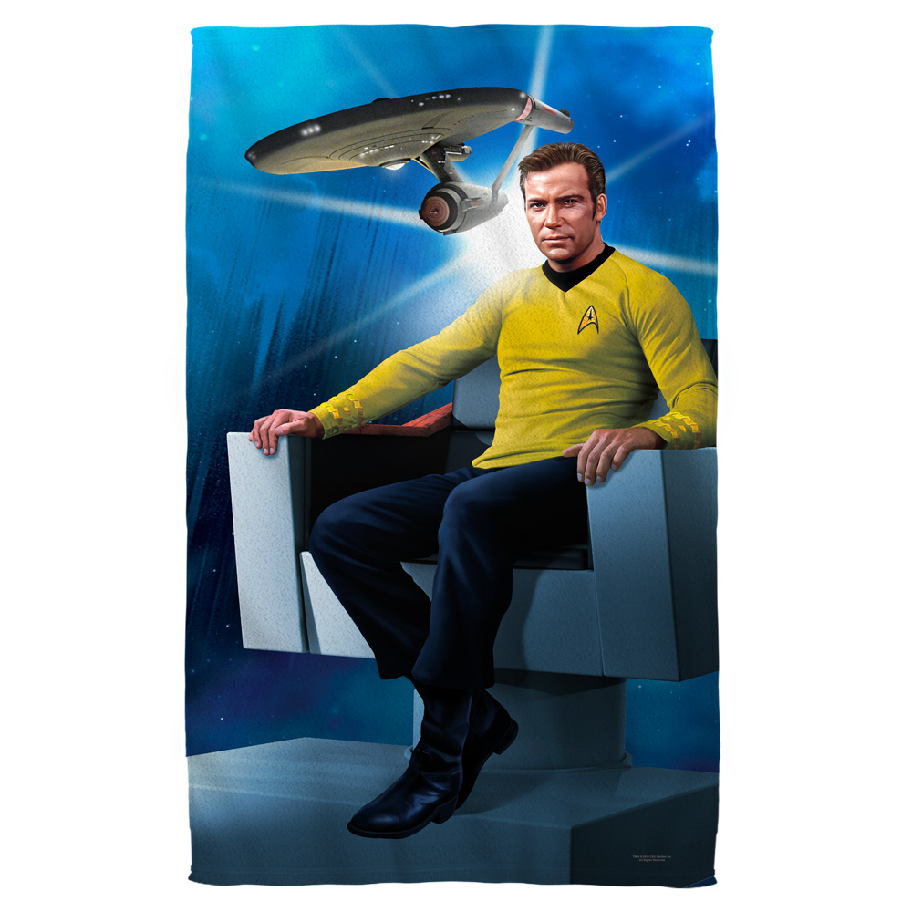 Cbs1443-btw1-27x52 Star Trek-captains Chair - Bath Towel, White - Bath 27 X 52 In.