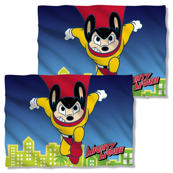 Cbs1492fb-plo1-0 Mighty Mouse-city Watch - Front & Back Print - Pillow Case, White - 20 X 28 In.