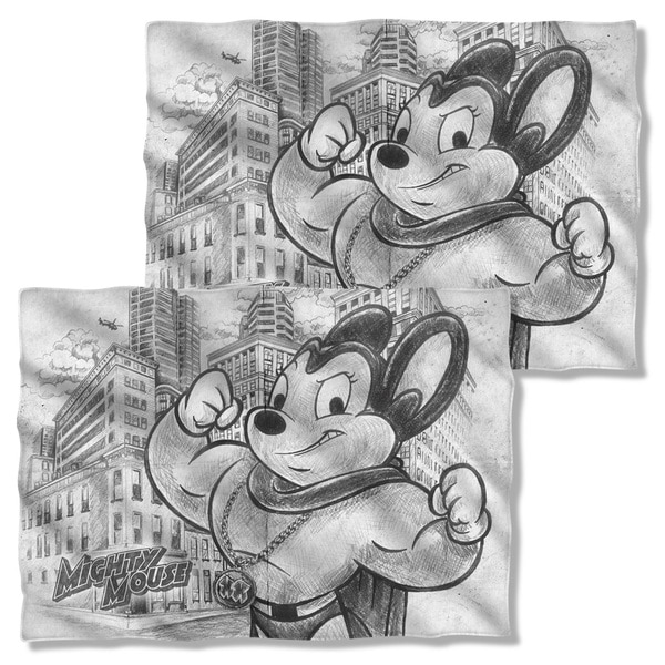 Cbs1493fb-plo1-0 Mighty Mouse-sketch - Front & Back Print - Pillow Case, White - 20 X 28 In.