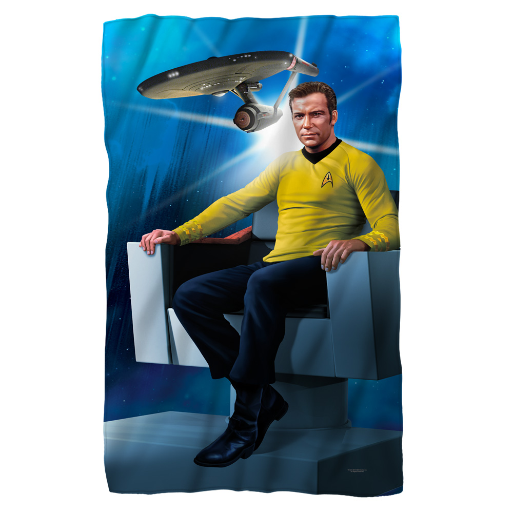 Star Trek-captains Chair - Fleece Blanket, White - 36 X 58 In.