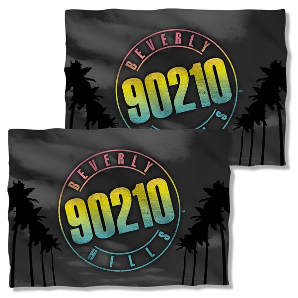 Cbs1499fb-plo1-0 Beverly Hills 90210-palms Logo - Front & Back Print - Pillow Case, White - 20 X 28 In.