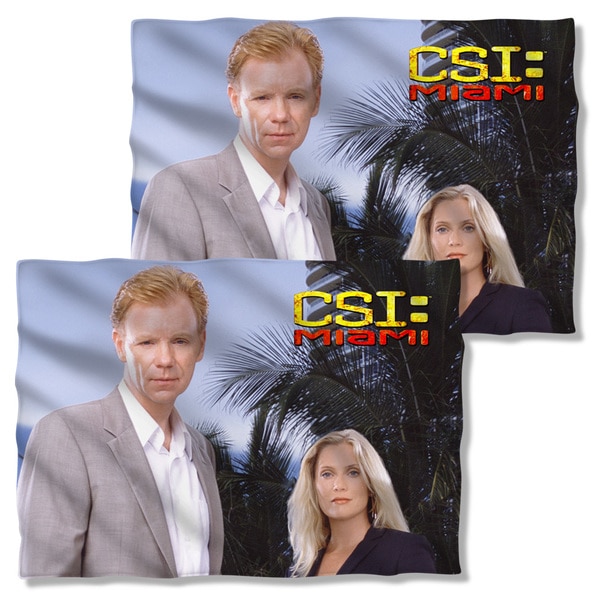 Cbs1501fb-plo1-0 Csi Miami-blue Sky - Front & Back Print - Pillow Case, White - 20 X 28 In.