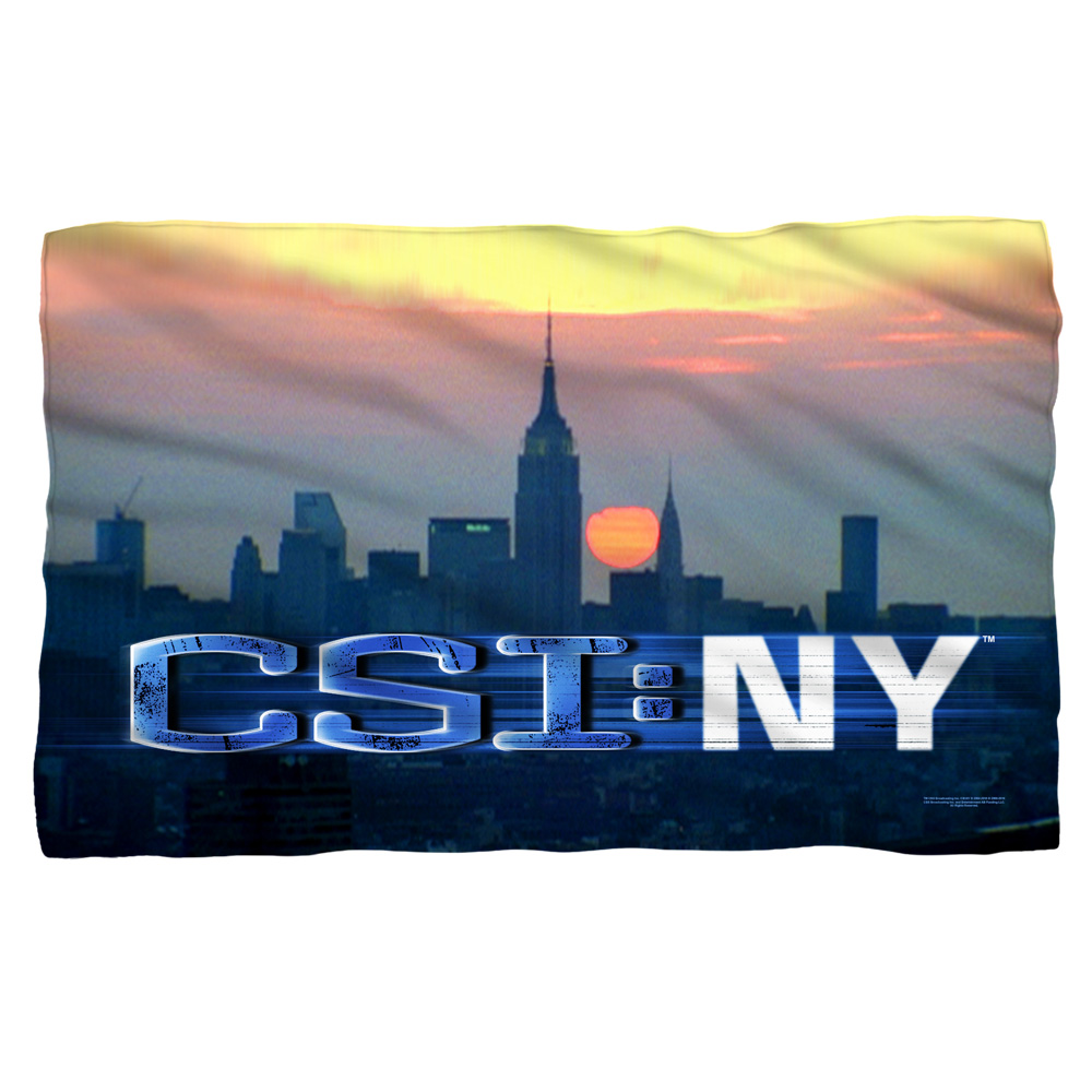 Cbs1496-bkt1-0 Csi New York-city Logo - Fleece Blanket, White - 36 X 58 In.