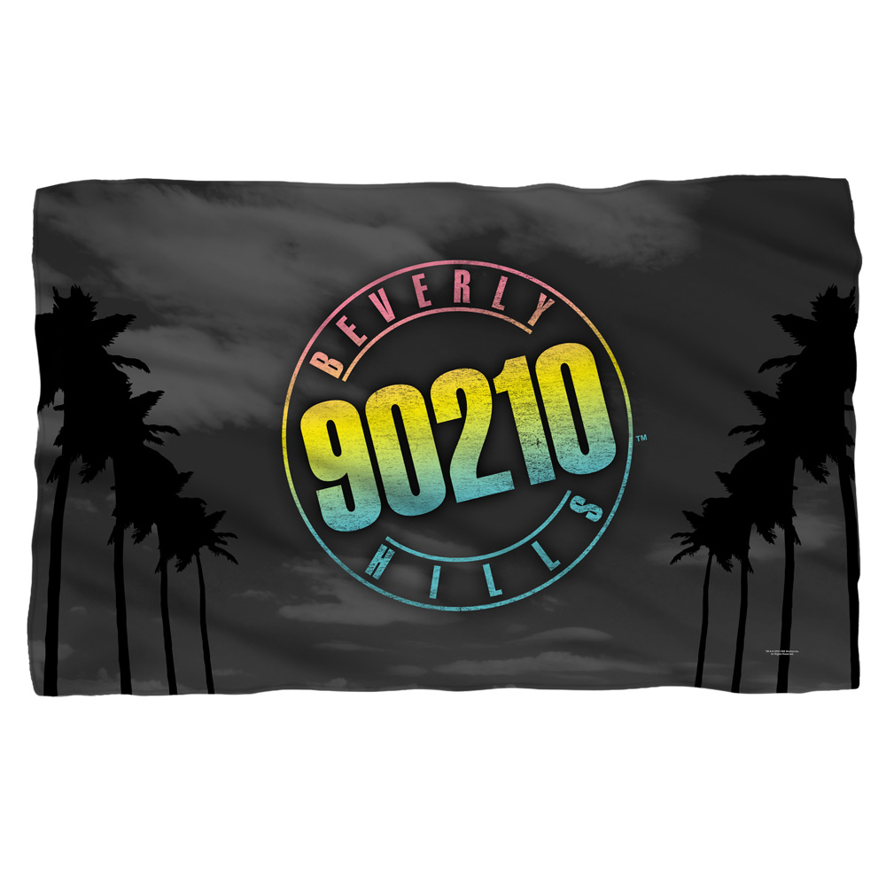 Cbs1499-bkt1-0 Beverly Hills 90210-palms Logo - Fleece Blanket, White - 36 X 58 In.