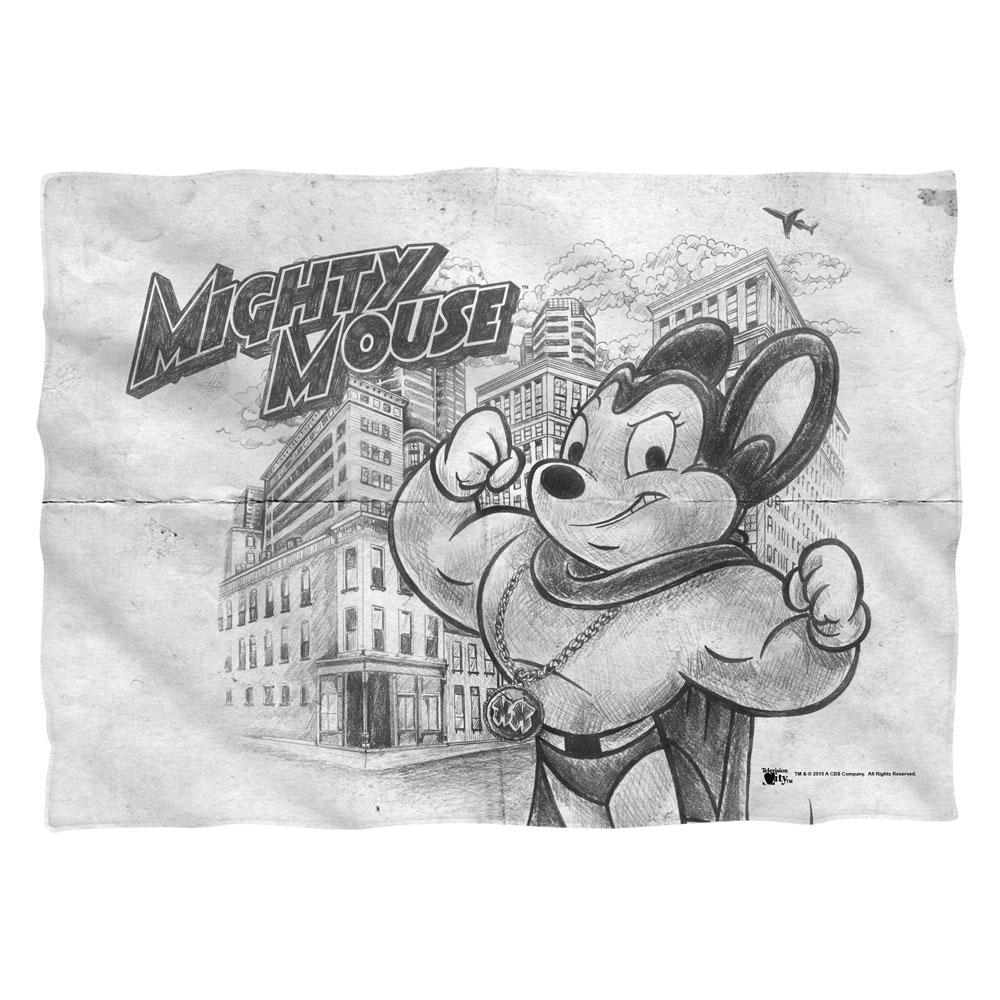 Cbs1493-plo1-0 Mighty Mouse-sketch - Pillow Case, White - 20 X 28 In.