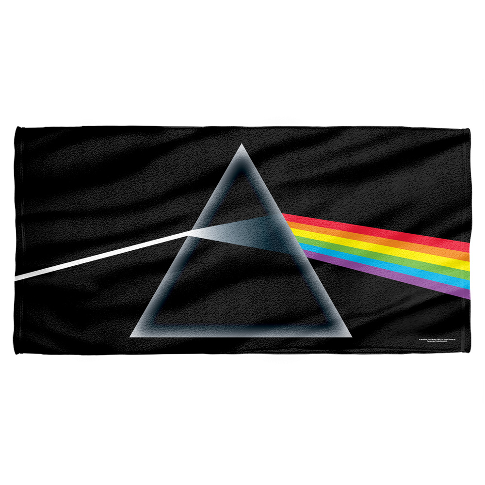 Perry161-btw2-30x60 Pink Floyd & Dark Side Of The Moon-cotton Front & Poly Back Beach Towel, White - 30 X 60 In.