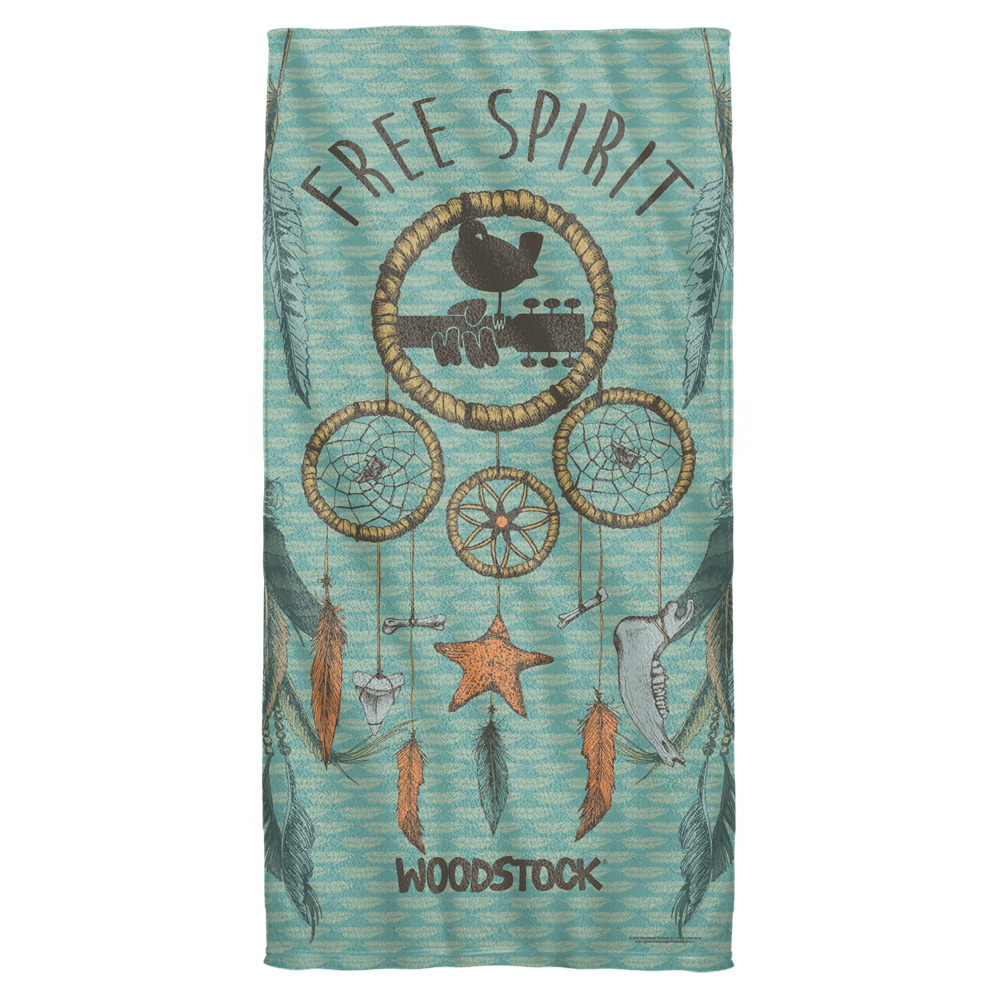 Wood135-btw2-30x60 Woodstock & Feathers 2-cotton Front Poly Back Beach Towel, White - 30 X 60 In.