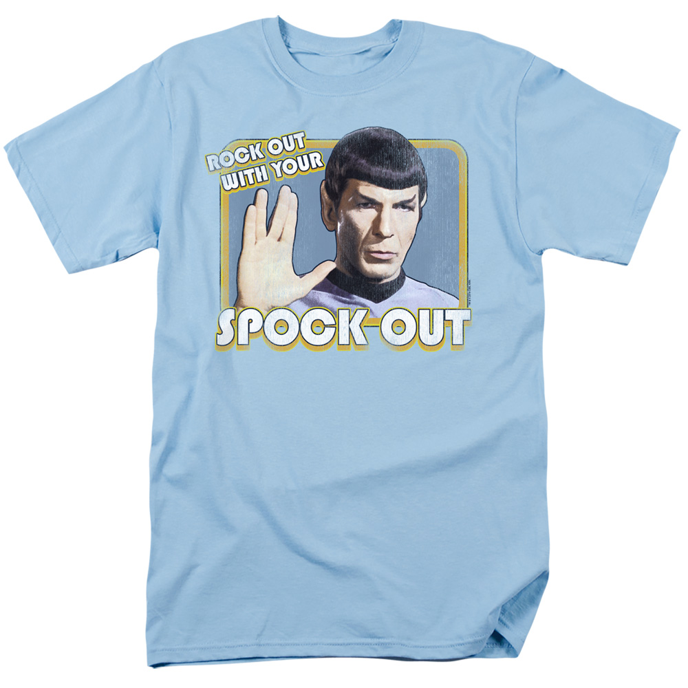 UPC 795089900975 product image for Star Trek & Spock Out-Short Sleeve Adult 18-1 T-Shirt, Light Blue - Small | upcitemdb.com