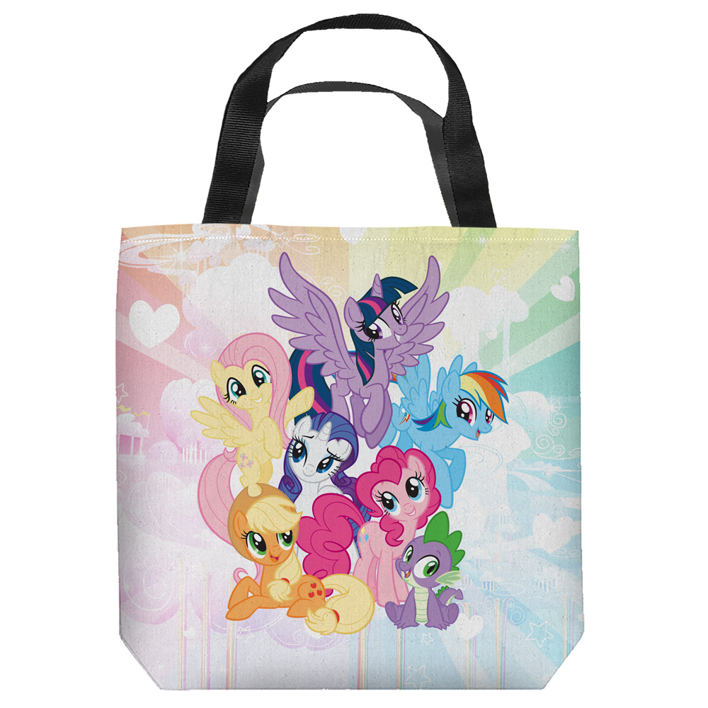Hbro259-tote1-18x18 My Little Pony Tv & Pony Group - Tote Bag, White - 18 X 18 In.