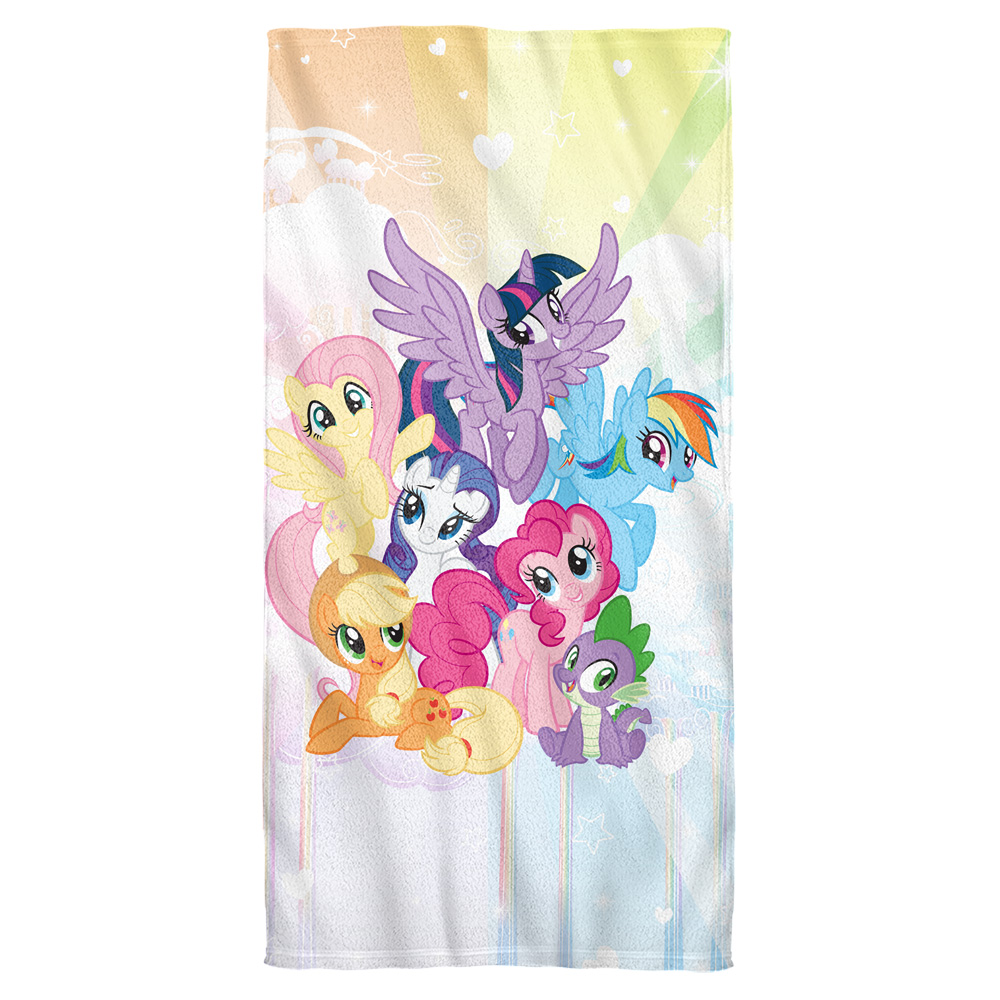 Hbro259-btw2-30x60 My Little Pony Tv & Pony Group - Cotton Front & Poly Back Beach Towel, White - 30 X 60 In.