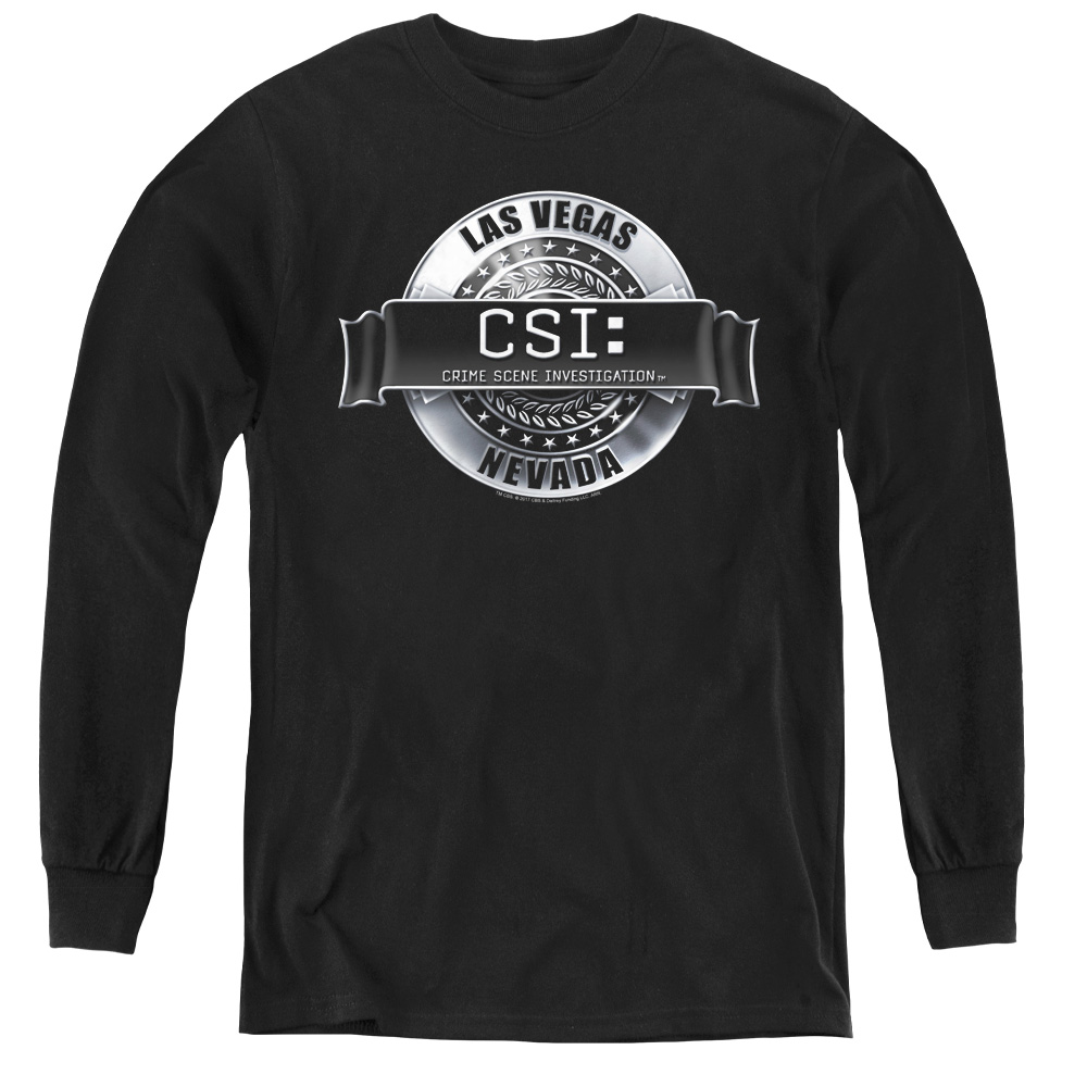 CBS1038-YL-3 CSI & Rendered Logo-Youth Long Sleeve Tee, Black - Large