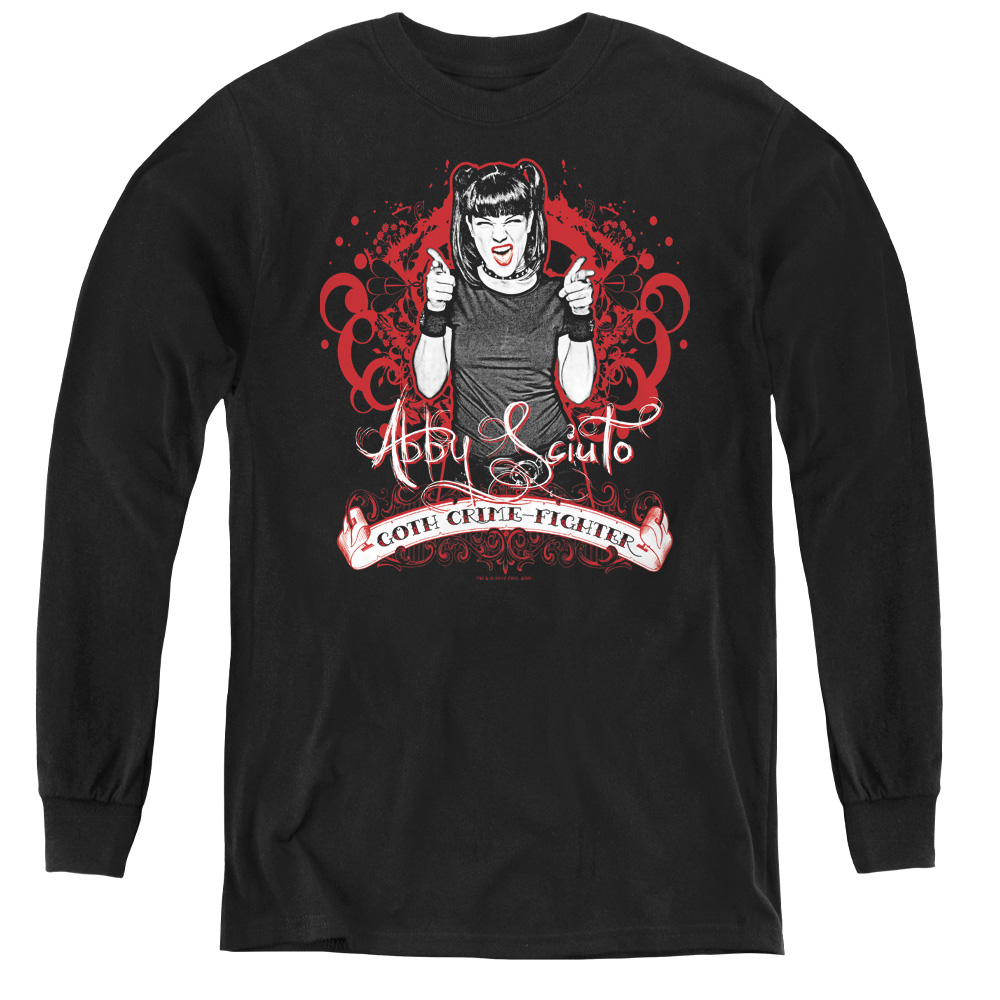 CBS409-YL-1 NCIS & Goth Crime Fighter - Youth Long Sleeve Tee, Black - Small