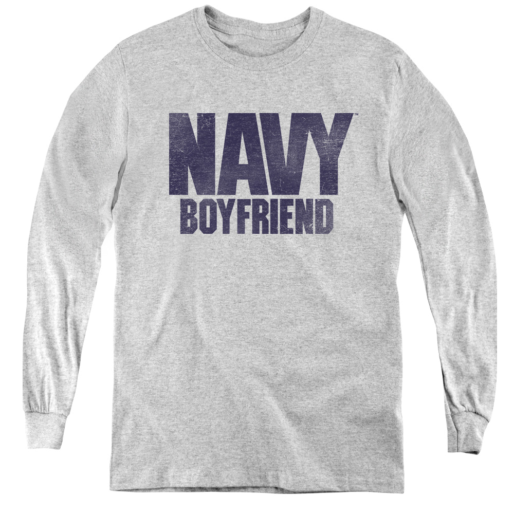UPC 740078321873 product image for NA108B-YL-4 Navy & Boyfriend Youth Long Sleeve Tee Shirt - Athletic Heather, | upcitemdb.com