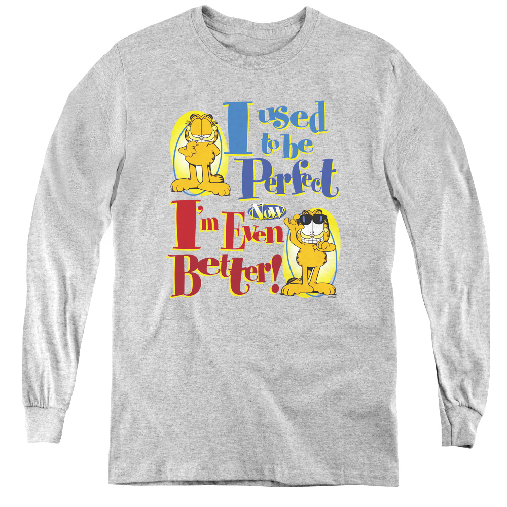 GAR369-YL-1 Garfield & Even Better Youth Long Sleeve T-Shirt, Athletic Heather - Small