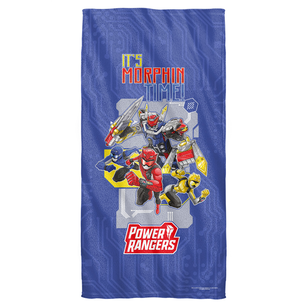 Pwr2416-btw2-30x60 Power Rangers & Its Morphin Time Cotton Front & Poly Back Beach Towel, White - 30 X 60 In.