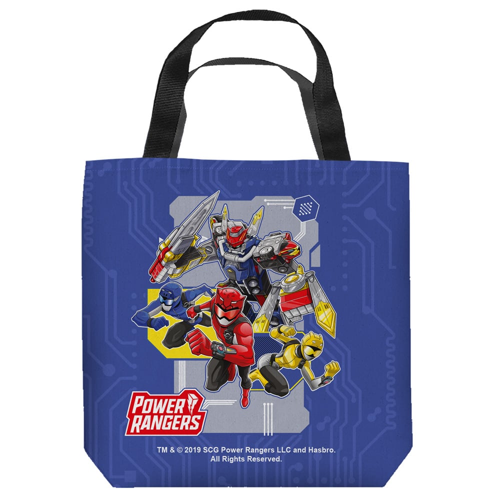 Pwr2416-tote1-18x18 Power Rangers & Its Morphin Time Tote Bag, White - 18 X 18 In.