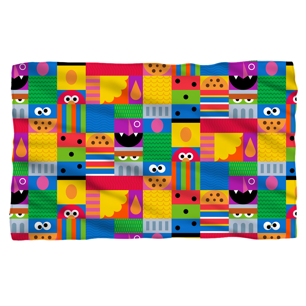 Sst269-bkt1-36x58 Sesame Street & Squares Fleece Blanket, White - 36 X 58 In.