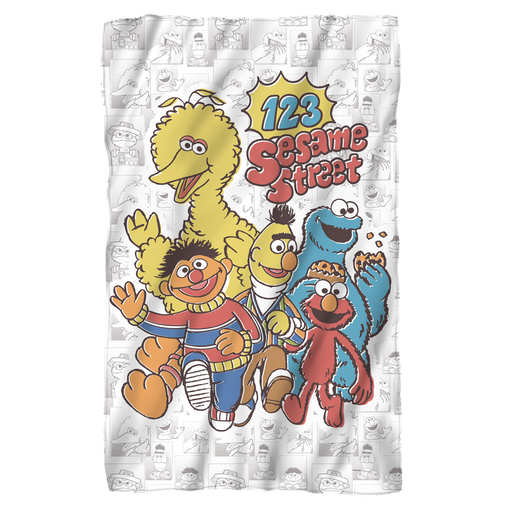 Sst287-bkt1-36x58 Sesame Street & 123 Sesame Street Fleece Blanket, White - 36 X 58 In.