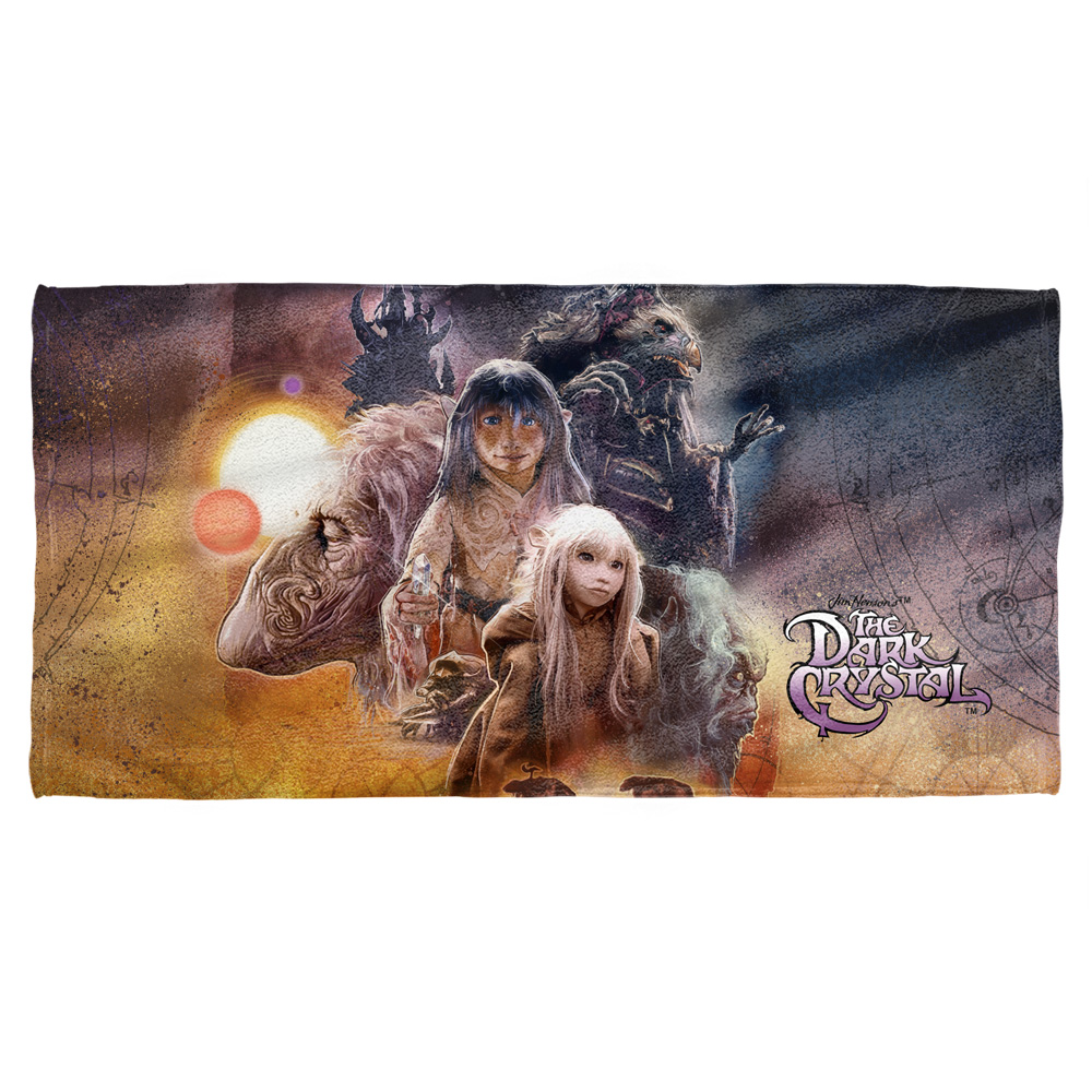 Dkc139-btw2-30x60 Dark Crystal & Painted Poster Cotton Front, Poly Back Beach Towel, White - 30 X 60 In.