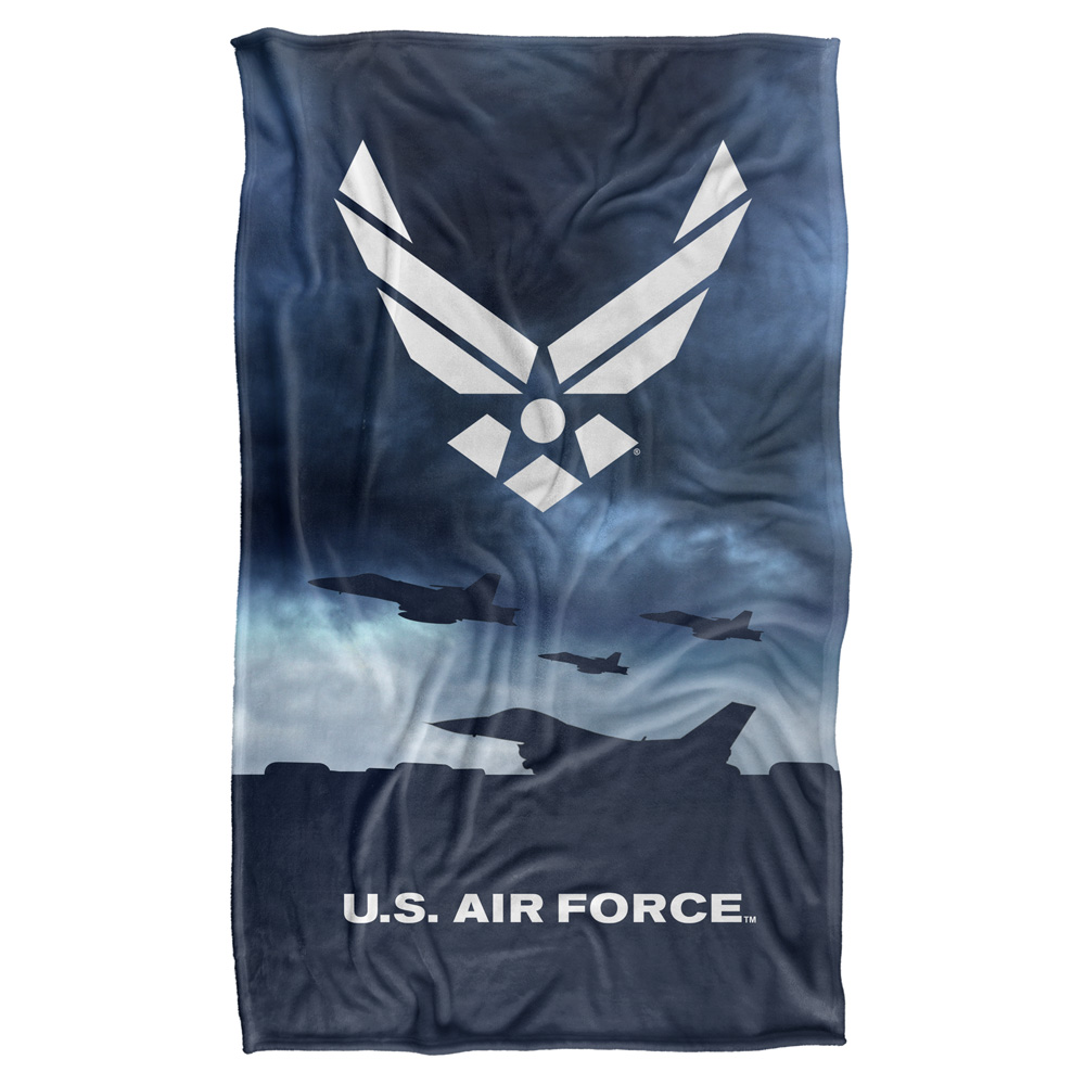 Af118-bkt3-36x58 36 X 58 In. Air Force & Take Off Silky Touch Blanket, White