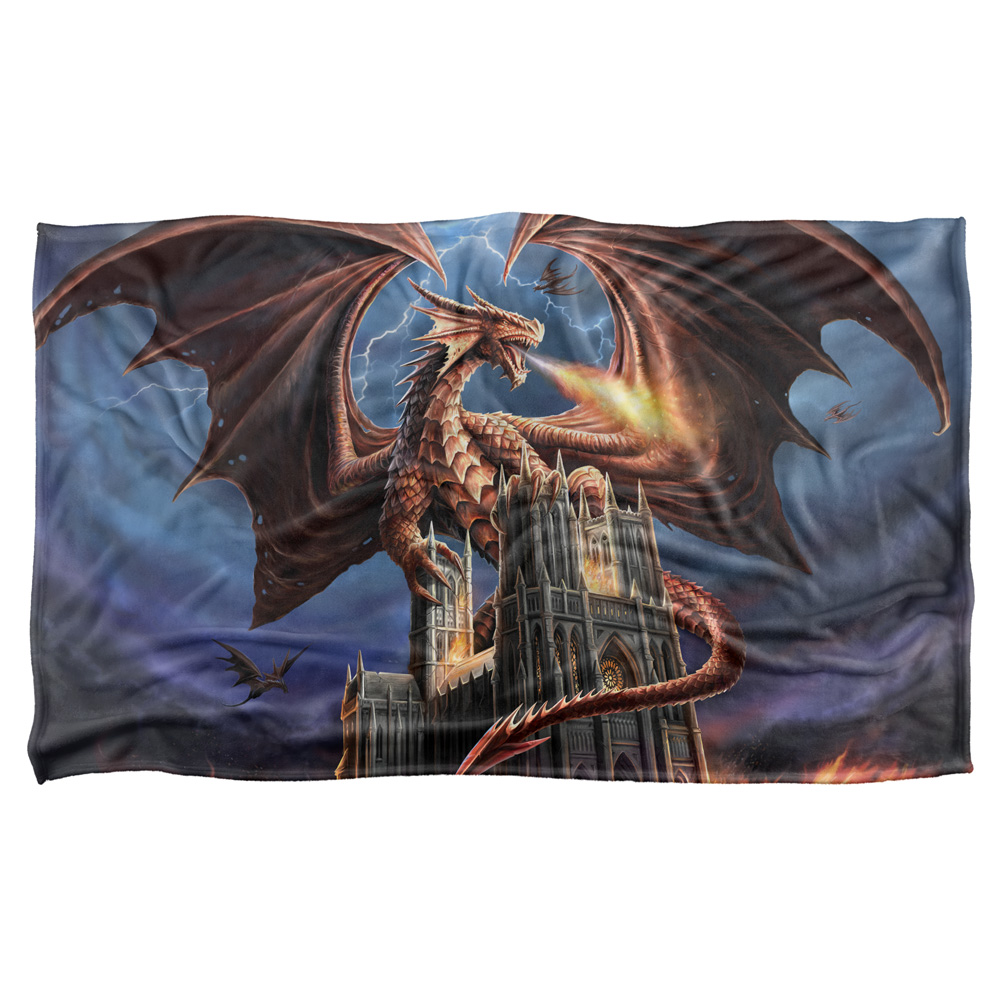 As123-bkt3-36x58 36 X 58 In. Anne Stokes & Dragons Fury Silky Touch Blanket, White