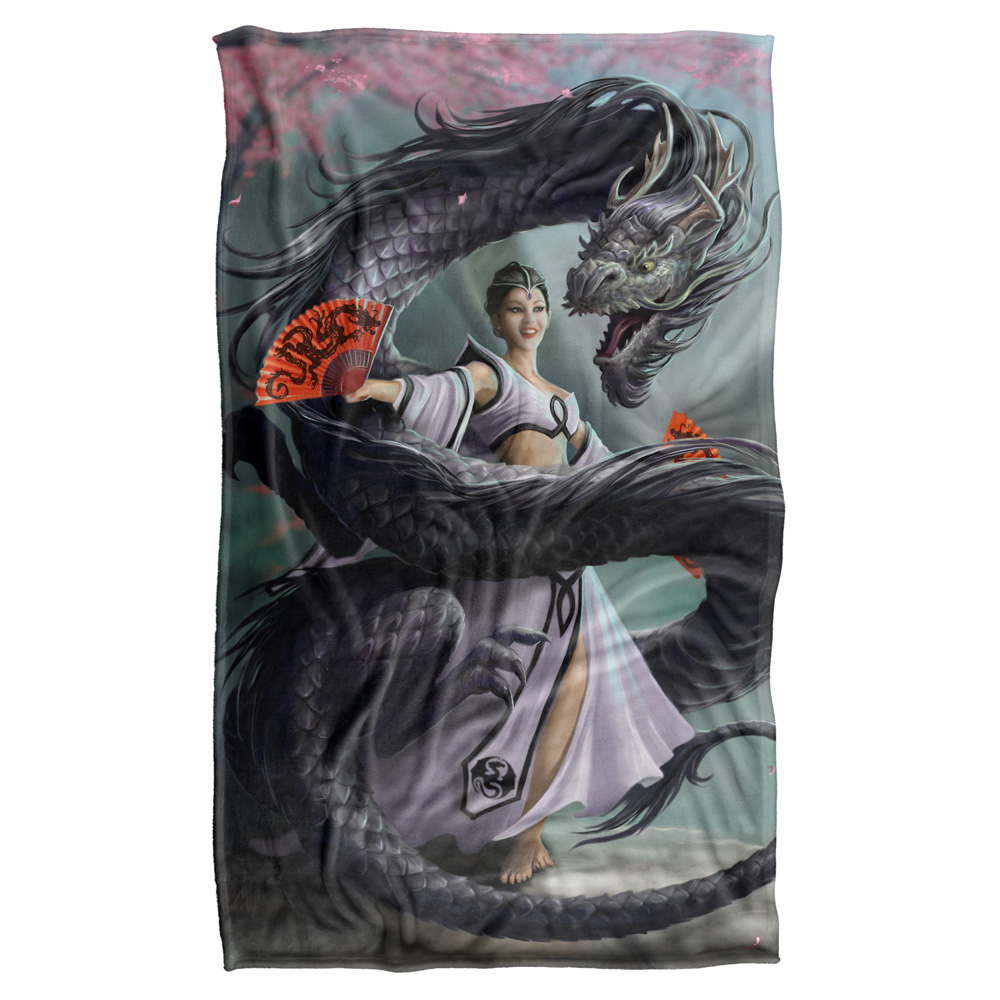 As126-bkt3-36x58 36 X 58 In. Anne Stokes & Dragon Dancer Silky Touch Blanket, White