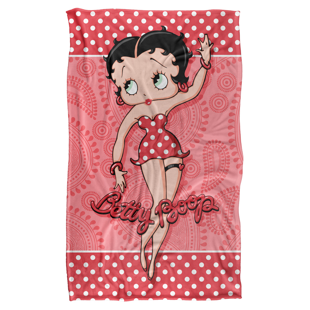 36 X 58 In. Betty Boop & Paisley & Polka Dots Silky Touch Blanket, White