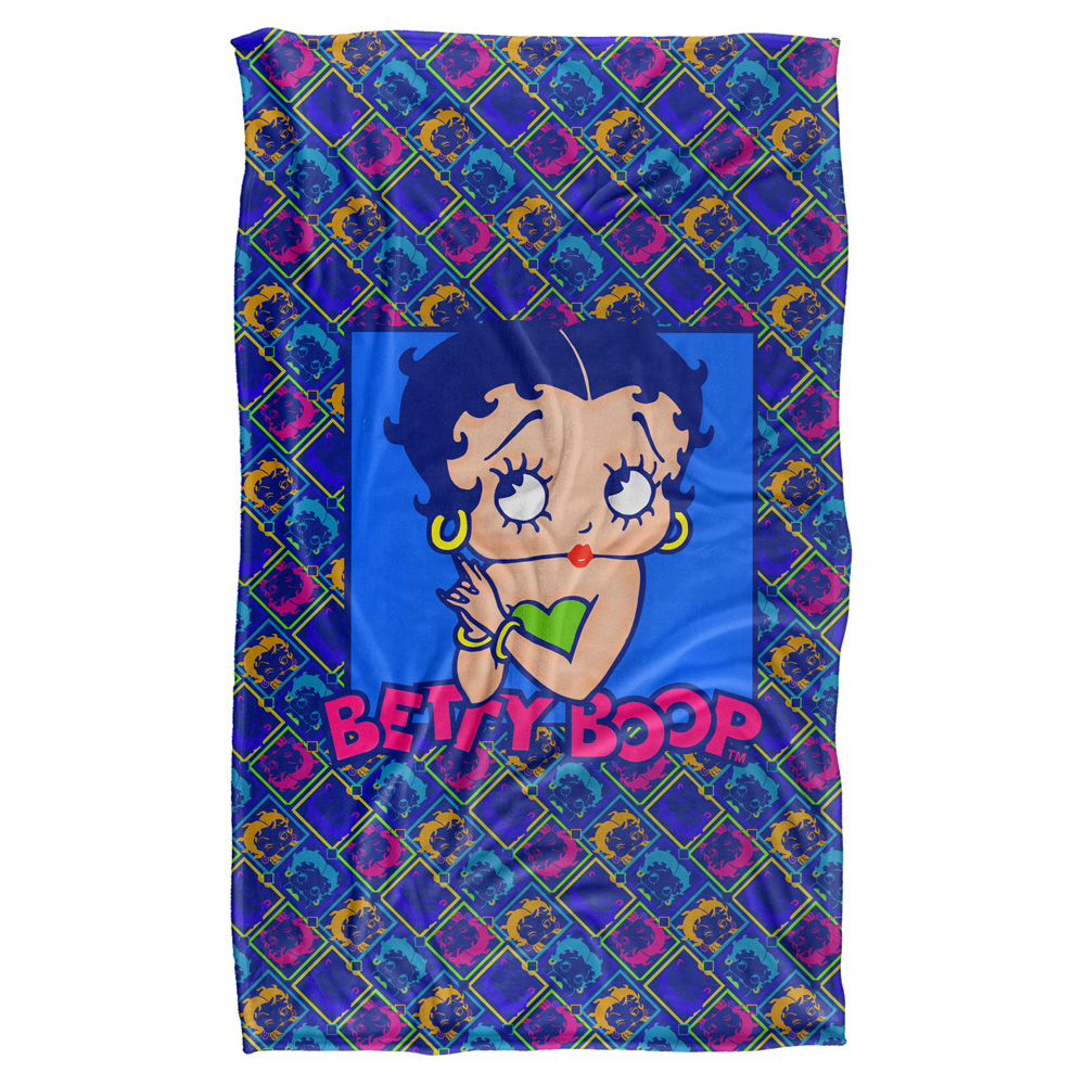 Bb812-bkt3-36x58 36 X 58 In. Betty Boop & Pop Betty Silky Touch Blanket, White