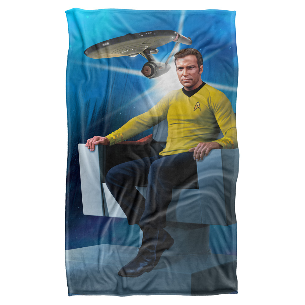 Cbs1443-bkt3-36x58 36 X 58 In. Star Trek & Captains Chair Silky Touch Blanket, White