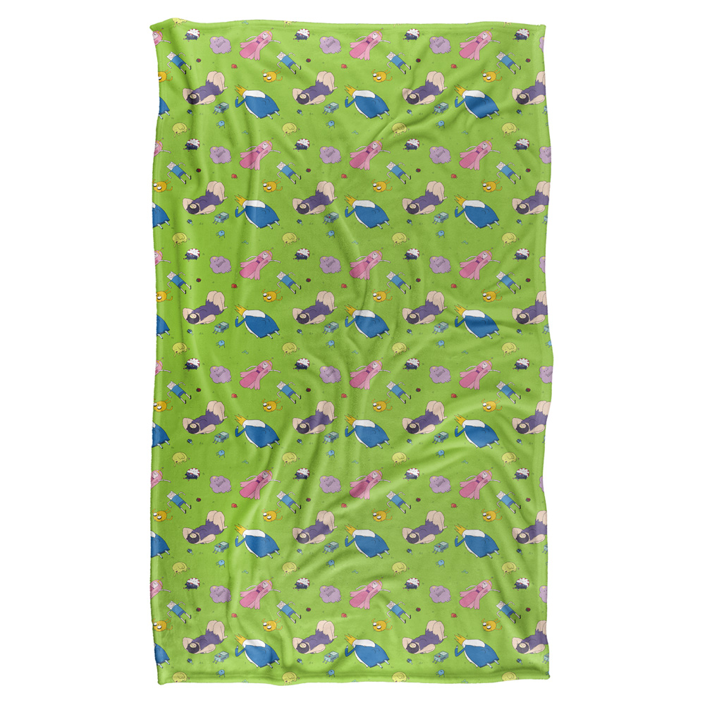 36 X 58 In. Adventure Time & Green Fields Silky Touch Blanket, White