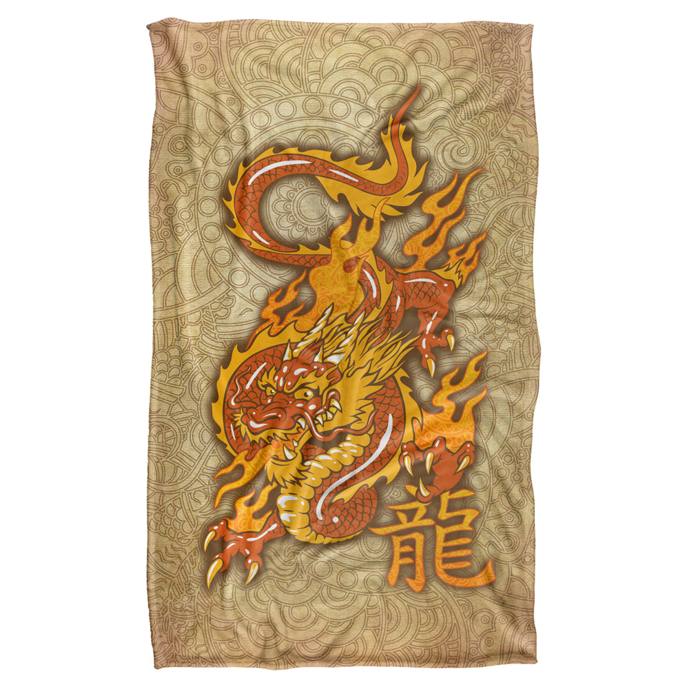 36 X 58 In. Oriental Dragon Silky Touch Blanket, White