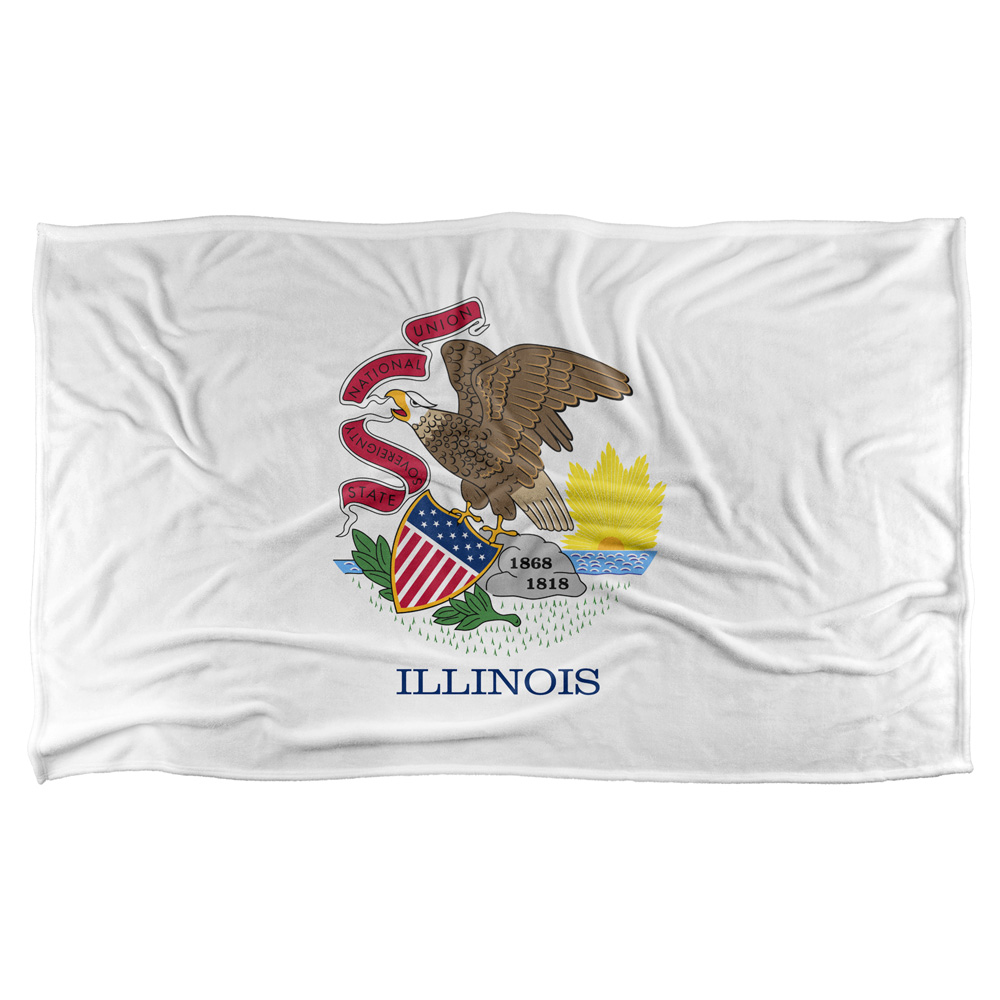 36 X 58 In. Illinois Flag Silky Touch Blanket, White