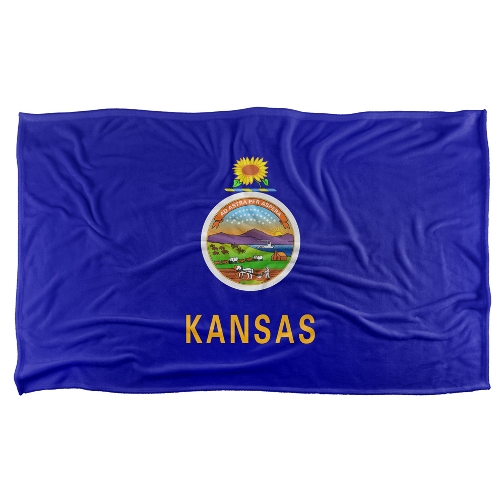 36 X 58 In. Kansas Flag Silky Touch Blanket, White