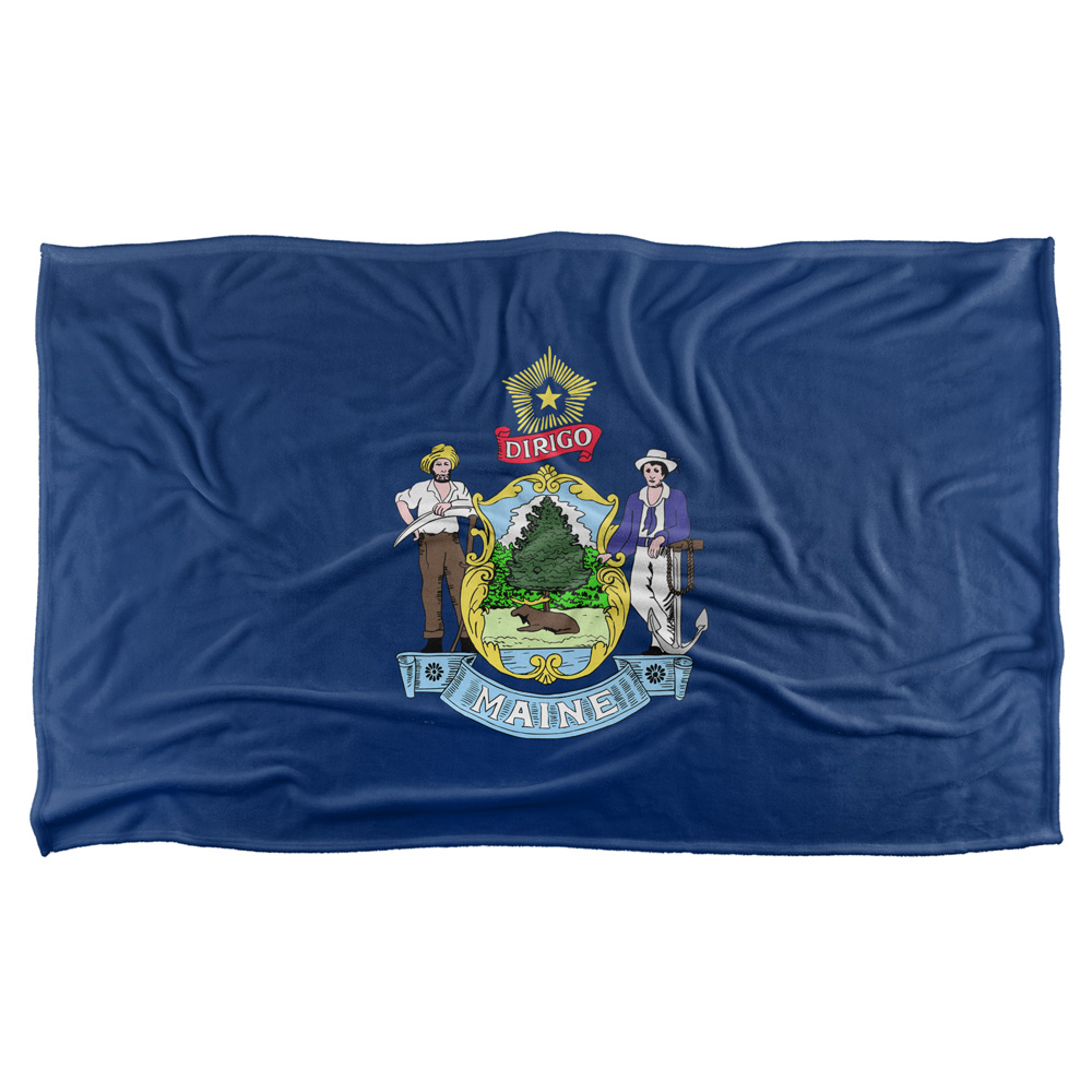 36 X 58 In. Maine Flag Silky Touch Blanket, White