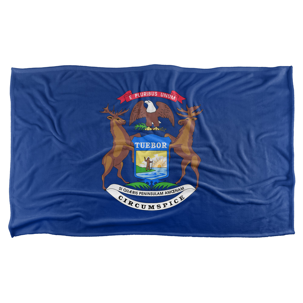 36 X 58 In. Michigan Flag Silky Touch Blanket, White