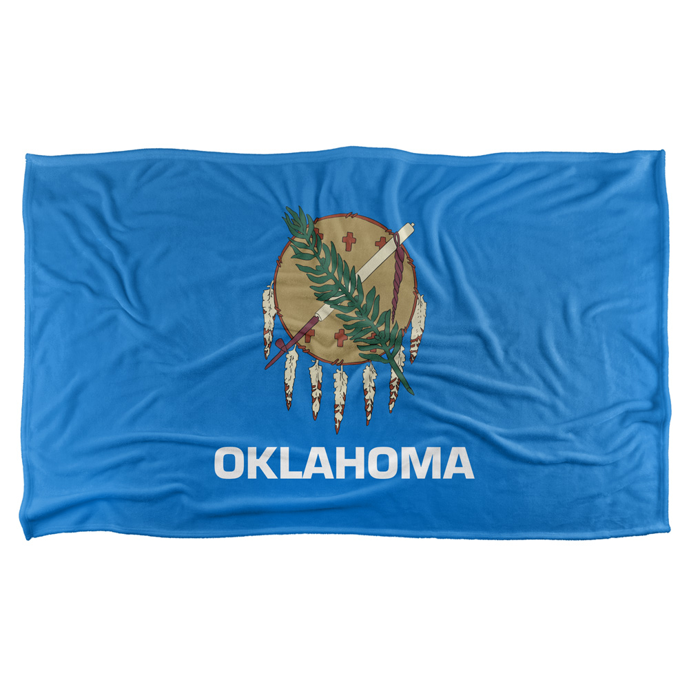 36 X 58 In. Oklahoma Flag Silky Touch Blanket, White