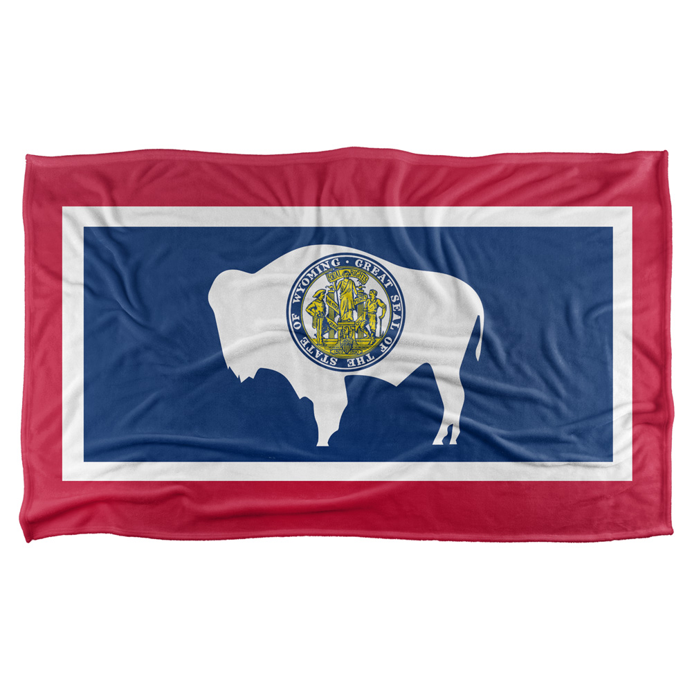 36 X 58 In. Wyoming Flag Silky Touch Blanket, White