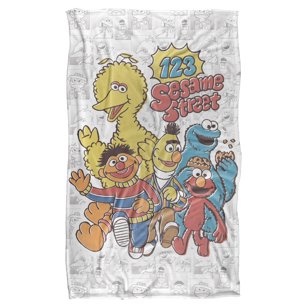 Sst287-bkt3-36x58 36 X 58 In. Sesame Street & 123 Sesame Street Silky Touch Blanket, White