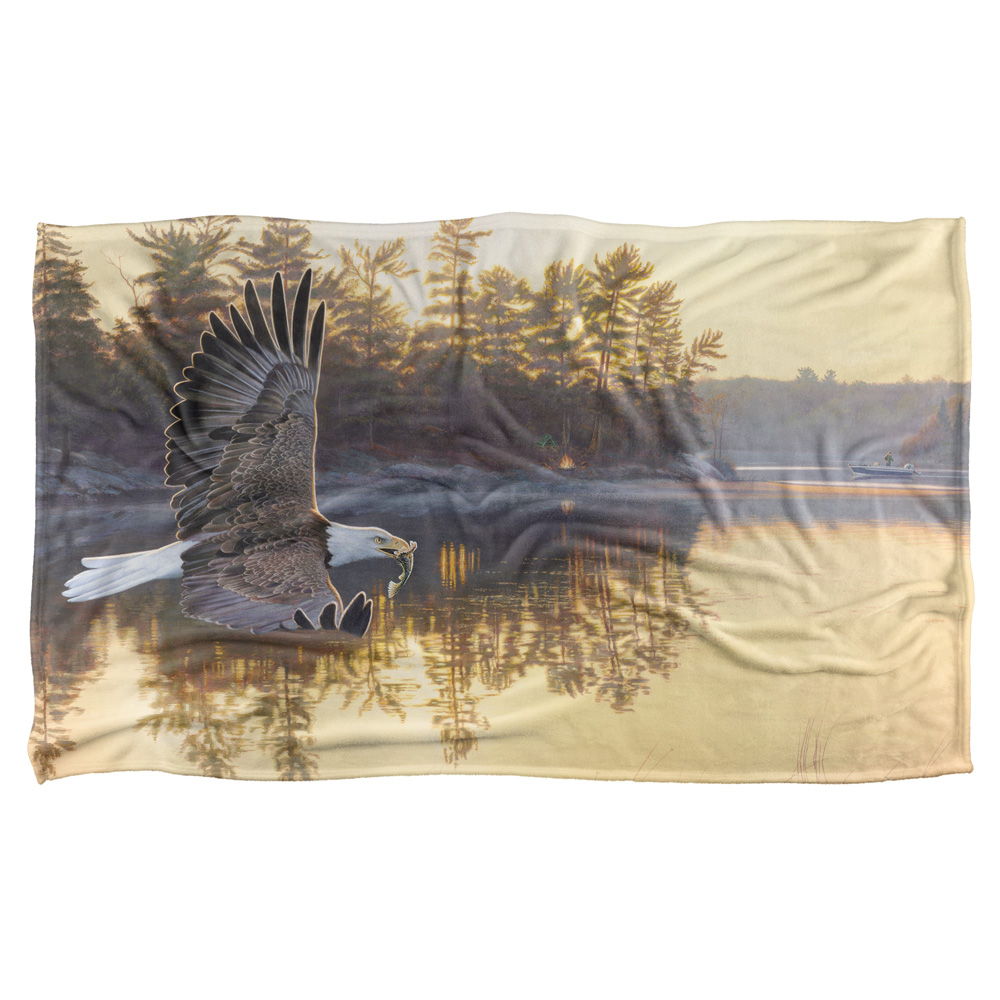 36 X 58 In. Wild Wings & Gone Fishing 2 Silky Touch Blanket, White