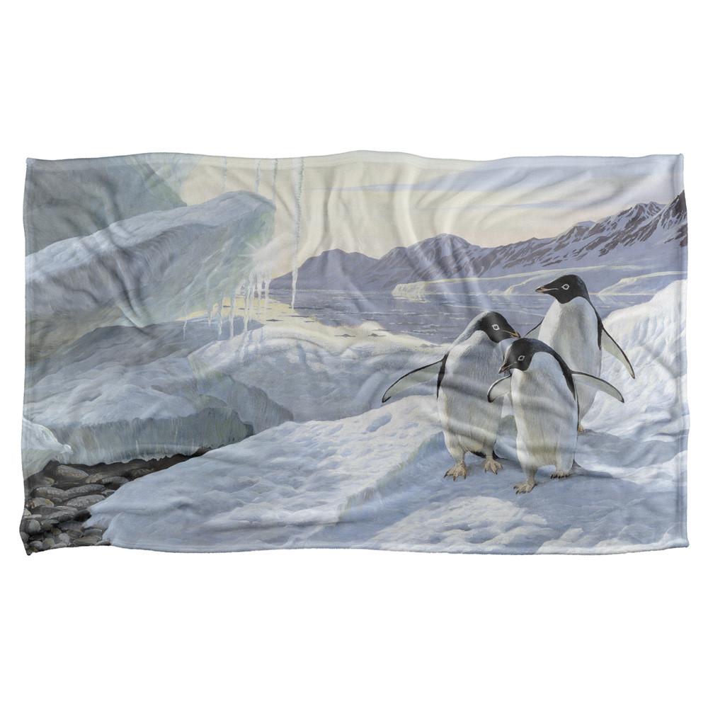 36 X 58 In. Wild Wings & Penguins 2 Silky Touch Blanket, White