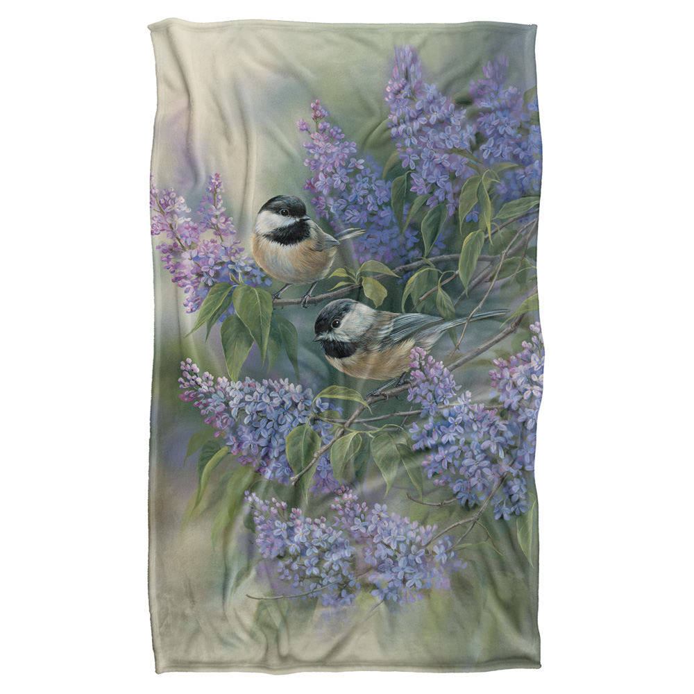 36 X 58 In. Wild Wings & Chickadees Silky Touch Blanket, White