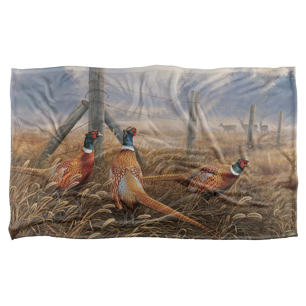 36 X 58 In. Wild Wings & Pleasant Pheasants Silky Touch Blanket, White