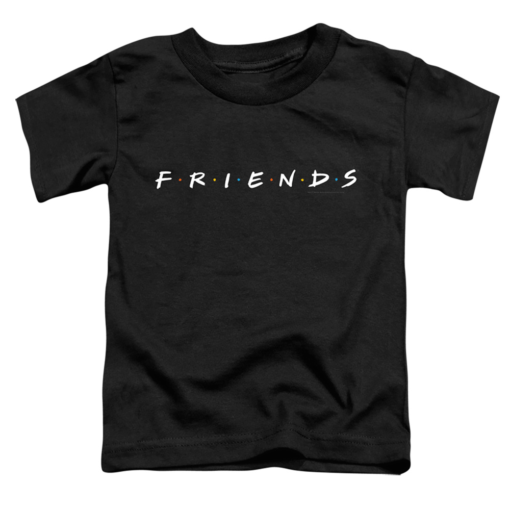 Wbt665b-tt-1 Friends & Logo Toddler Short Sleeve Tee Shirt, Black - Small 2t
