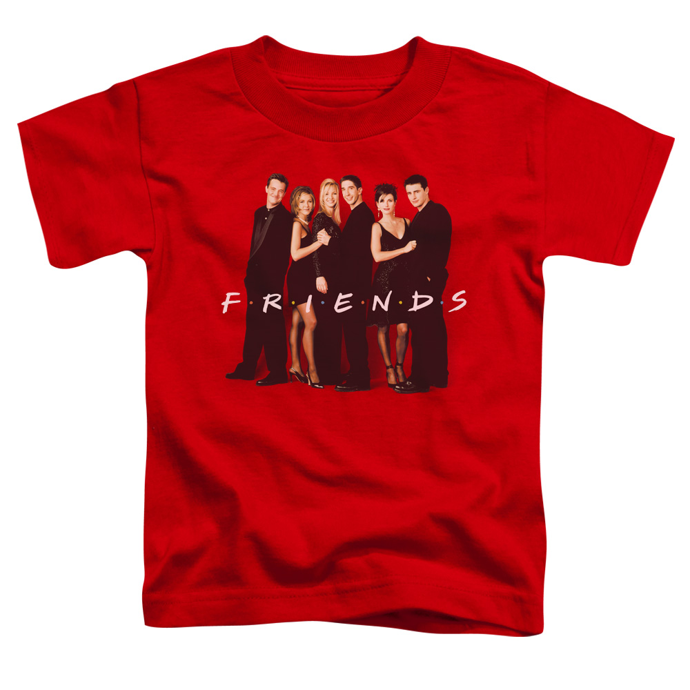 Wbt336-tt-3 Friends & Cast In Black Toddler Short Sleeve Tee Shirt, Red - Large 4t