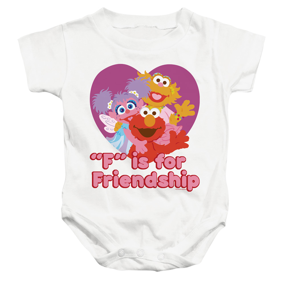 Sst197-ss-1 Sesame Street & Friendship-infant Snapsuit, White - 6 Months