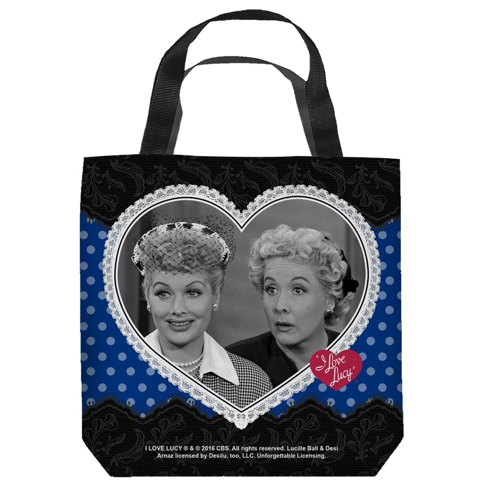 Lb317-tote1-16x16 I Love Lucy & Lace Of Friendship - Tote Bag, White - 16 X 16 In.