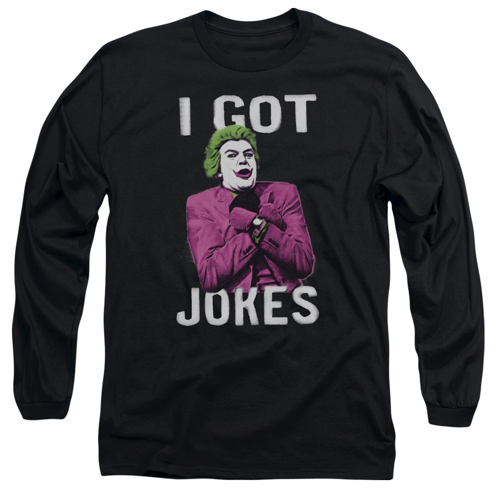 BMT142D-AL-4 Batman Classic TV & Got Jokes Adult Cotton Long Sleeve 18-1 T-Shirt, Black - Extra Large