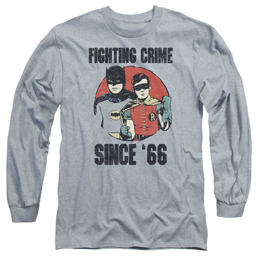 BMT147-AL-6 Batman Classic TV & Since 66 Adult Cotton Long Sleeve 18-1 T-Shirt, Athletic Heather - 3X