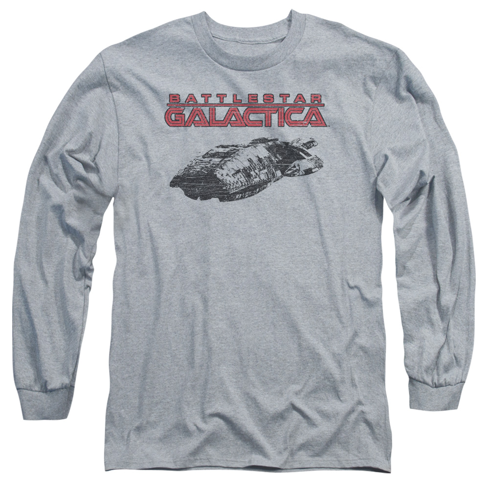 BSG245-AL-5 BSG & Ship Logo Adult Cotton Long Sleeve 18-1 T-Shirt, Athletic Heather - 2X
