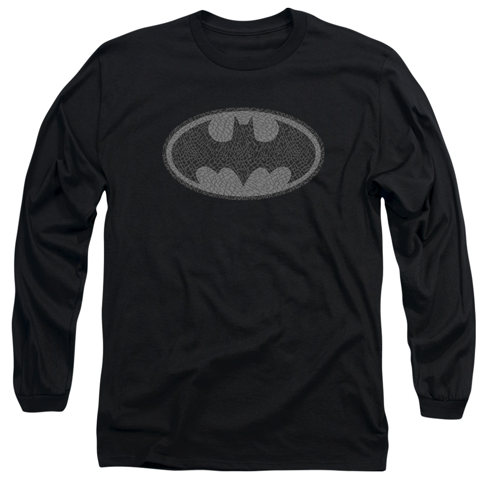 BM2627-AL-3 Batman & Elephant Signal Adult Cotton Long Sleeve 18-1 T-Shirt, Black - Large